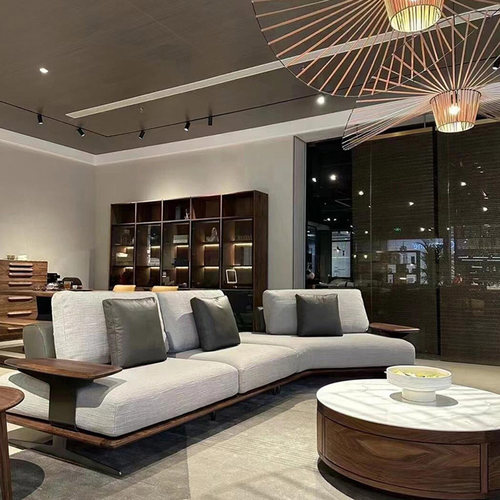 新中式北美黑胡桃木实木沙发