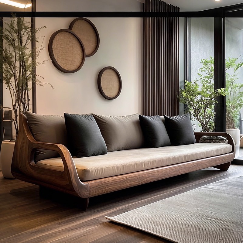 新中式北美黑胡桃木沙发