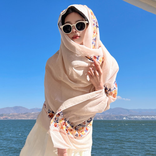 民族风披肩女夏季防晒旅游围巾
