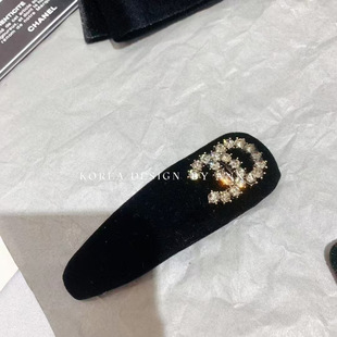 韩系ins风东大门精致轻奢刘海闪钻掰掰发夹发卡丝绒侧边夹碎饰品