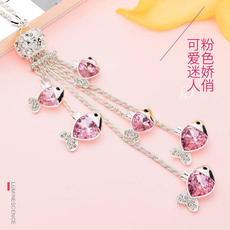 新汽车挂件保平安水晶小鱼车内吊饰饰品时尚可爱女神高档创意挂饰
