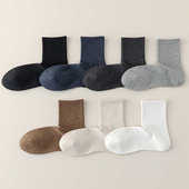 94%棉好品质袜子男春秋吸汗7A白色运动抗起球纯棉纱线中长筒24305