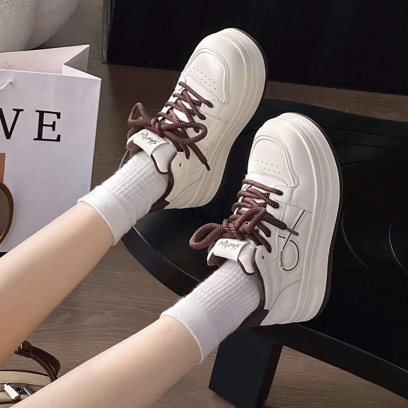 速利玛厚底高帮鞋2025秋新款女鞋时尚百搭休闲鞋运动鞋潮鞋板鞋in