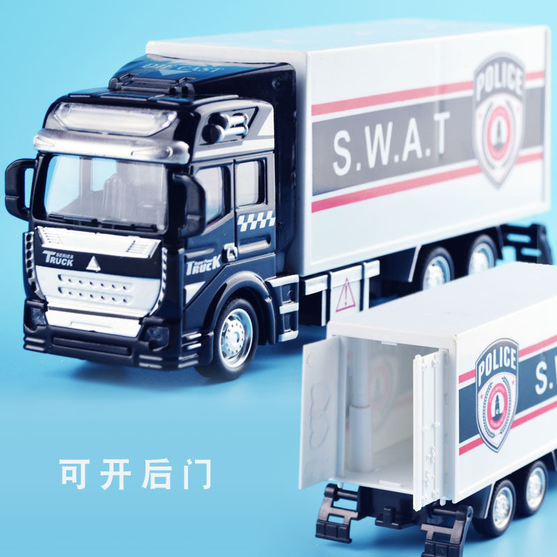 시뮬레이션 SWAT 평판 운송 트럭 크레인 어린이 장난감 모델 합금 풀백 자동차 장난감 자동차 공급