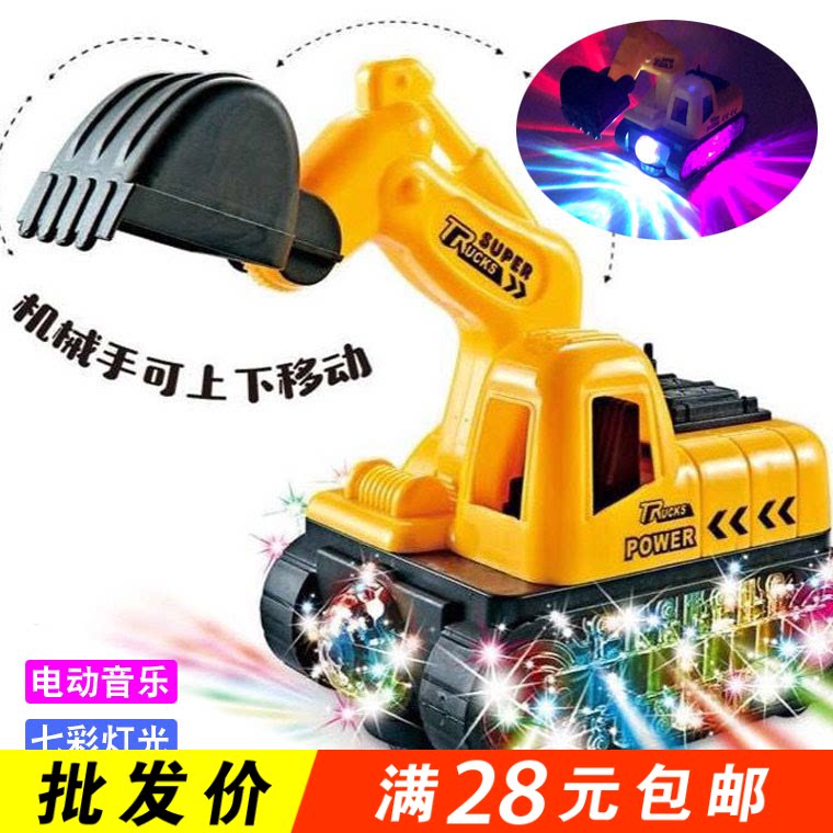 전기 범용 엔지니어링 차량 굴삭기 조명 음악 어린이 공학 모델 장난감 뜨거운 판매 거리 마구간 공급 도매