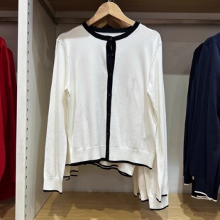 外套484505 毛衣毛衫 482977 棉莫代尔混纺圆领拼色针织开衫 女装