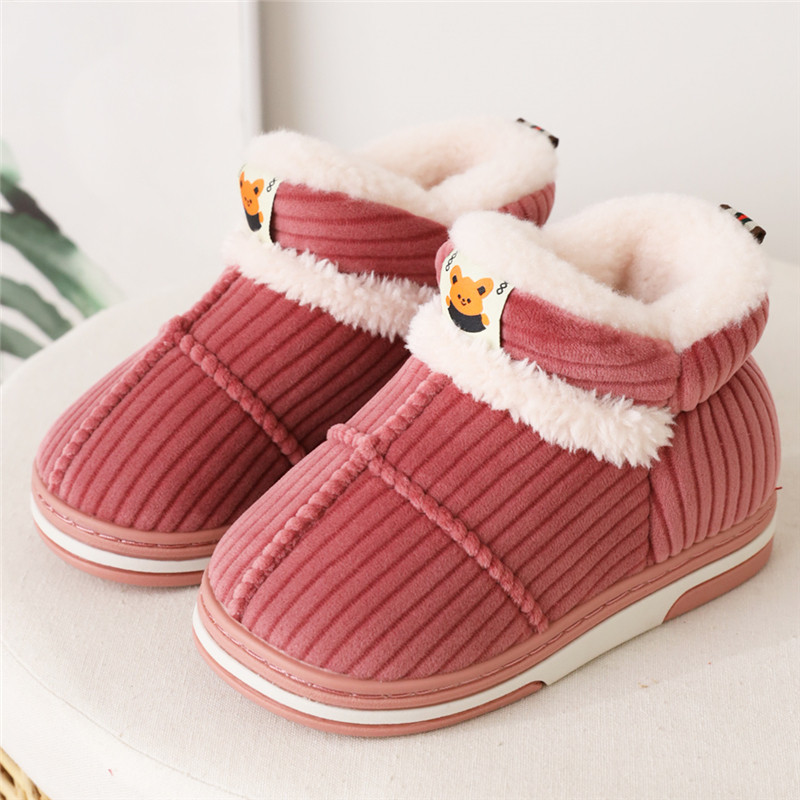 冬季儿童加绒加厚高包后跟棉拖鞋居家室内外穿男女童宝宝保暖棉鞋