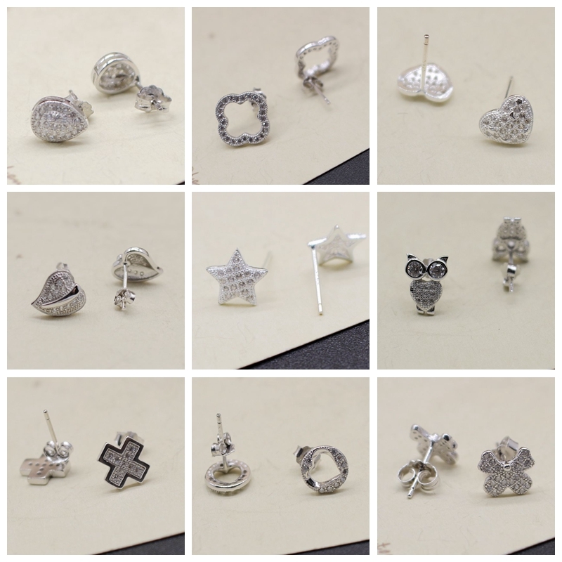 镶满钻小爱心多款式礼物银耳钉