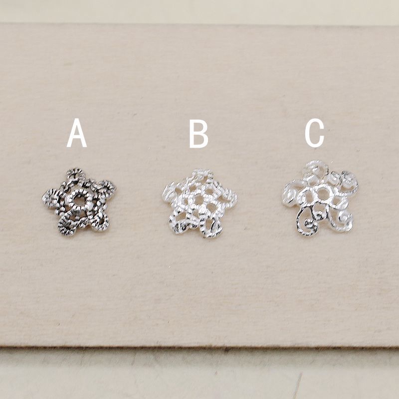 diy饰品配件S925纯银珠托 花托珠垫散珠垫片隔片材料银饰