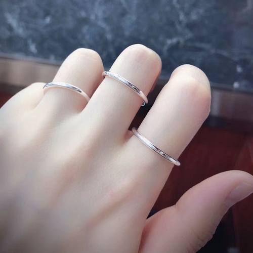 琪琪银饰|纯银戒指女网红关节尾戒细款光面时尚个性食指素圈