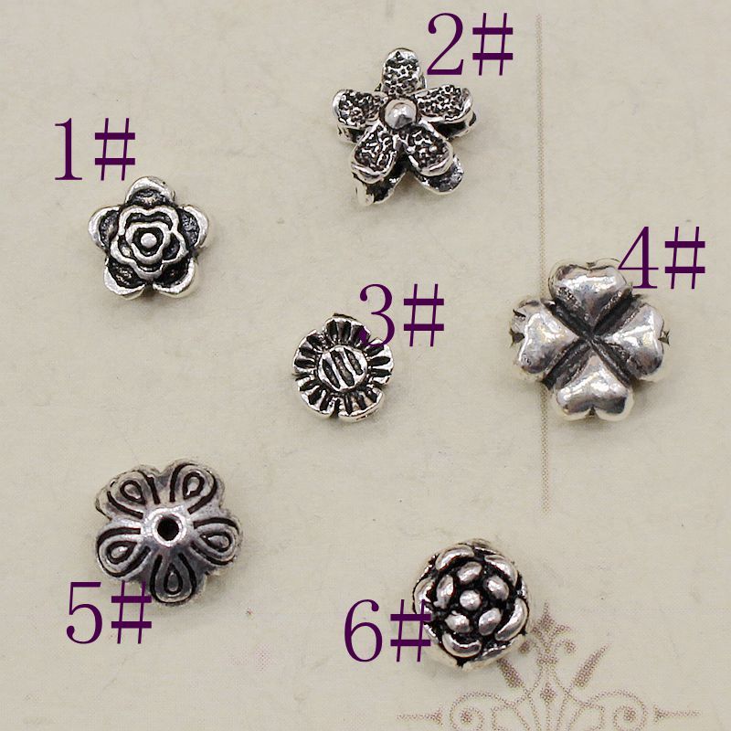 S925纯银泰银梅花车轮散珠 隔珠 diy手链项链配件珠子