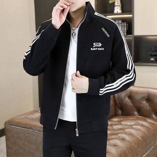 韩版修身男士夹克早秋新款休闲立领外套男时尚潮流青年茄克衫上衣