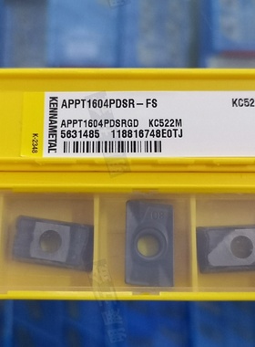 正品KENNAMETAL肯纳铣刀片APPT1604PDSR-FS KC522M/可加工60度