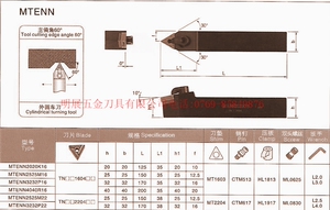 。冲五钻实体 /复合式外圆车刀/主偏角60度 MTENN2525M22