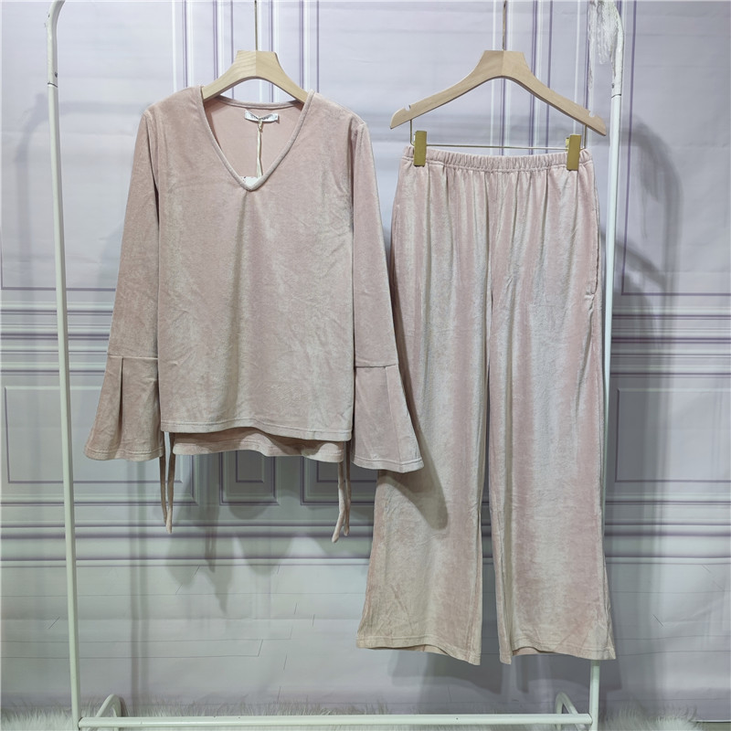 素舒尔金丝绒睡衣女春秋季运动套装休闲韩国薄款天鹅绒家居服外穿