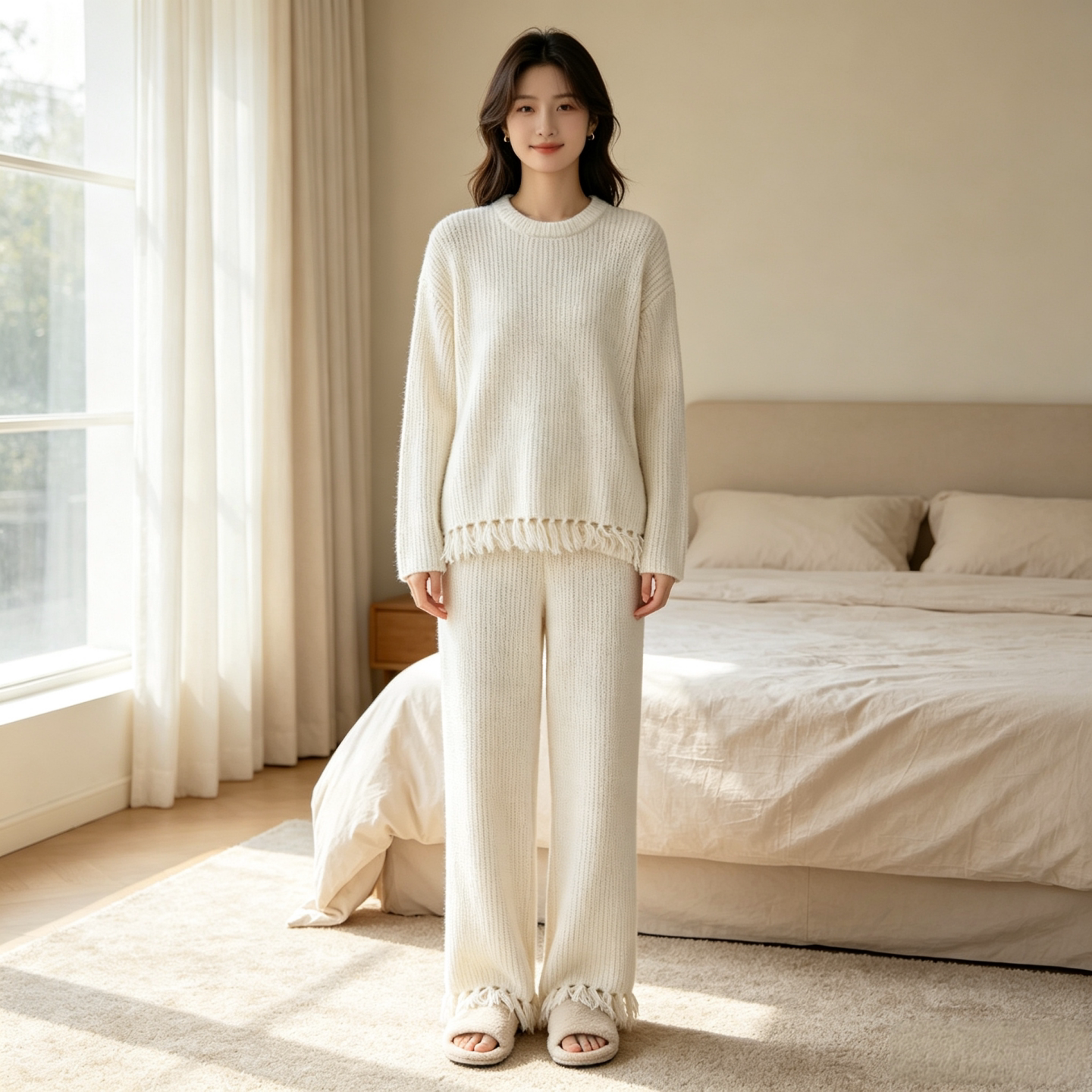 娜摩米秋冬半边绒保暖家居服套装