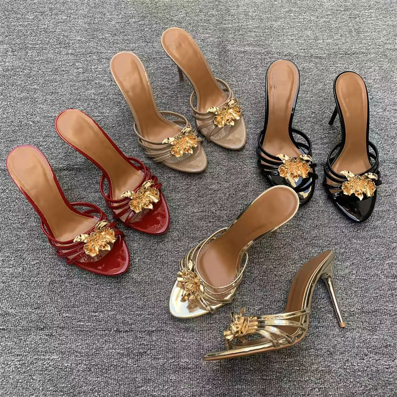 法式小众花朵扣一字拖