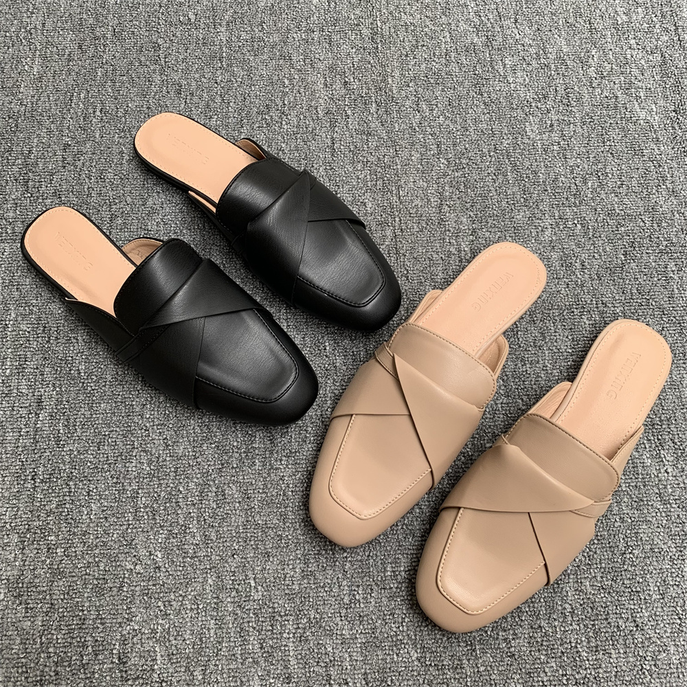 Newscene韩版粗跟纽带凉拖鞋