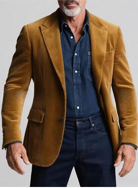 Men's suit jacket欧美春秋男士时尚翻领单排扣西装休闲外套修身