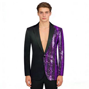 男士西服外套波浪亮片闪亮休闲西装潮流小西装