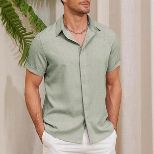 and shirt大码 男士 Men 衬衫 top 短袖 沙滩T恤宽松休闲上衣外套男