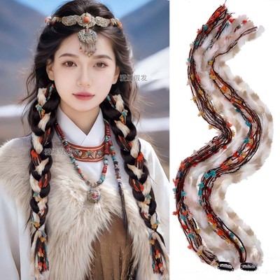 秋冬毛绒彩色编发绳发饰