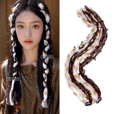 编辫子彩绳藏族编发点缀头饰