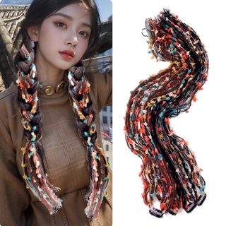毛绒彩色编发绳藏族 民族风 美拉德小众麻花辫废土风头饰女生发饰