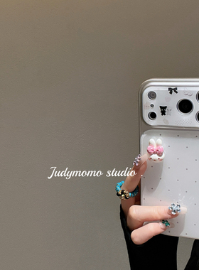 ins亚系少女简约白色波点兔子适用17promax苹果iPhone17手机壳16pro防摔大视窗15新款