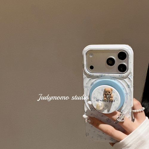 适用17韩系碎花波漾磁吸小熊可爱