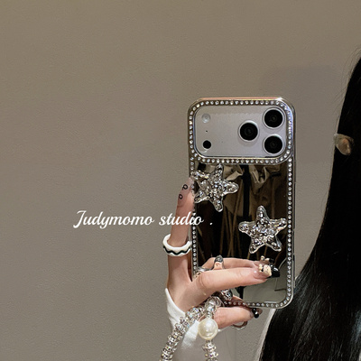 INS高级感银色立体星星镜面闪钻