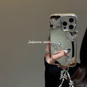 ins清冷姐姐高级感镜面立体蝴蝶链条适用15pro苹果新款 iPhone17promax手机壳13防摔少女14