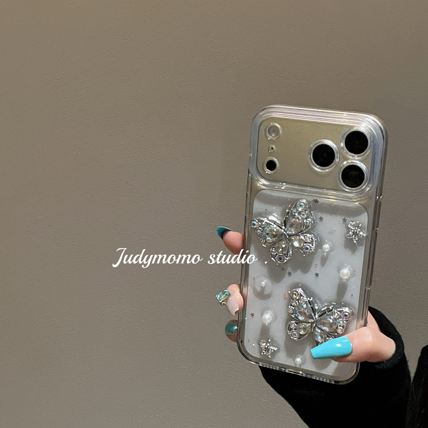 ins闪钻蝴蝶气质高级感滴胶适用17promax手机壳新款16苹果iPhone17防摔透明15少女14