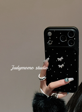 高级感ins点钻布纹鼓包软壳适用iPhone17promax手机壳16苹果新款15/17pro防摔全包14秋冬挂绳