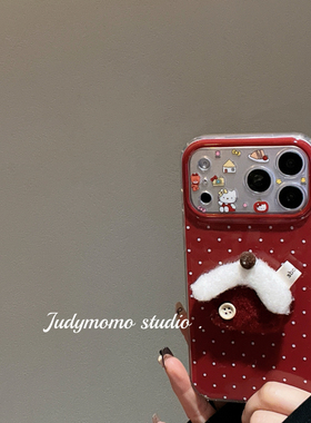 ins显白红色波点可爱小房子适用iPhone17promax手机壳16苹果新款17防摔全包15少女14小众