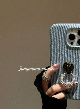 韩系ins简约指环支架牛仔皮套适用17promax苹果16pro手机壳iPhone15防摔小众14pro/17保护套