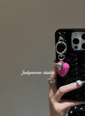 ins韩式小众立体爱心黑色简约软壳适用iPhone14苹果新款15promax手机壳13硅胶12防摔保护套女