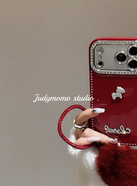 气质大红色闪钻闪闪新年小马适用iPhone17pro苹果新款16promax手机壳15防摔全包14少女挂绳17