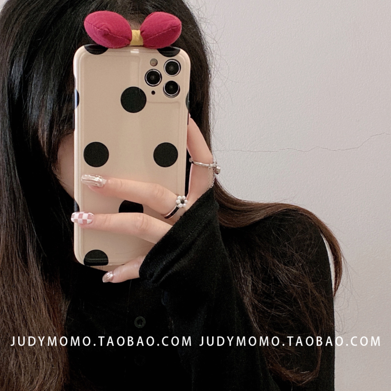 波点波点日韩风蝴蝶结苹果日韩