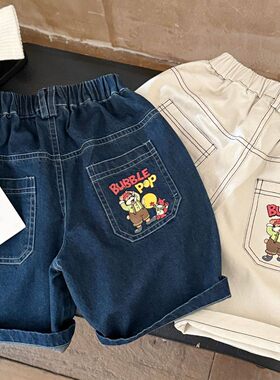 辰妈夏儿童短裤男女童日系卡通休闲五分裤宝宝小童洋气工装牛仔裤