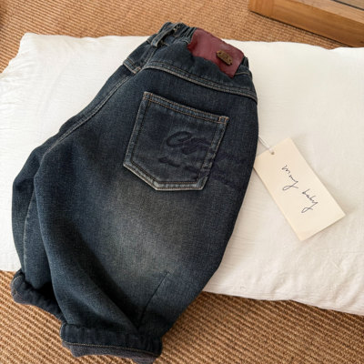 2025秋冬儿童加绒牛仔裤男女童