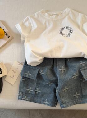 2026夏季款儿童牛仔短裤男童韩版印花宽松裤子宝宝中小童洋气下装