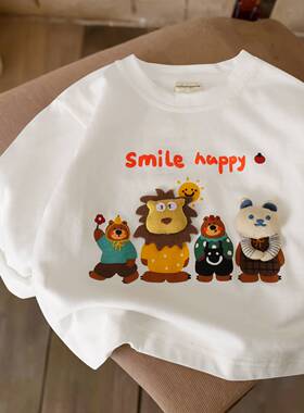 辰妈儿童长袖T恤2025春款男女童立体卡通潮T宝宝圆领字母打底衫