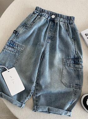 2026春秋儿童长裤男童潮酷口袋工装牛仔裤宝宝小童宽松休闲直筒裤