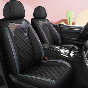 汽车坐垫四季通用全包围座垫夏天亚麻车内座椅套高级感新款座套女