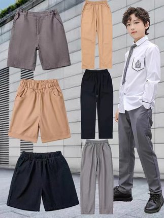 中小学生灰色藏青长短西装裤子校礼服男女童合唱演出松紧腰幼儿园