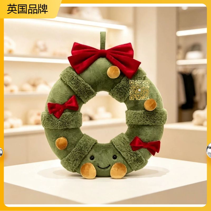 蝴蝶结花环云杉圣诞树装饰玩偶毛毛绒/玩偶/公仔/布