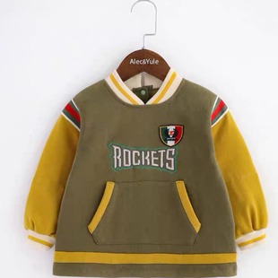 秋冬针织厚款男童女童运动风儿童罩衣羽绒服防水防脏外罩吃饭围兜