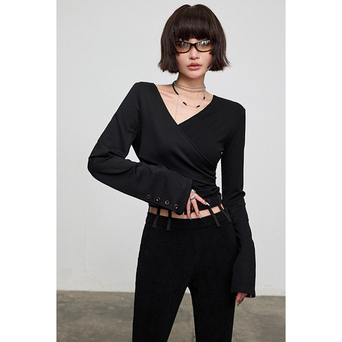 无以幻象拼接不规则T恤长袖