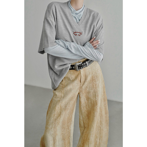 无以幻象叠袖宽松大T